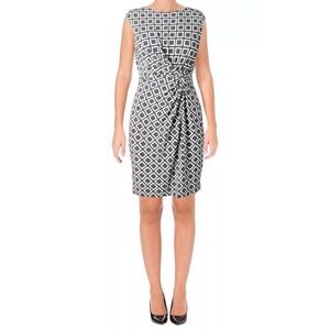 Lauren Ralph‎ Lauren Dress Womens 6 Black White Geometric Twist Luxury Business